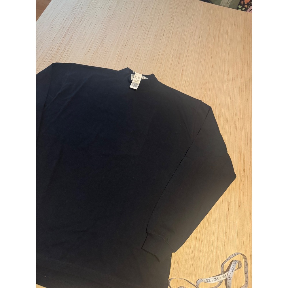 Field Gear Mens Mock Neck Long Sleeve Shirt Black Cotton Split Hem Large NWT 44
